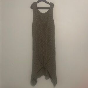 Elegant Brown Knit Sleeveless stretchy dress